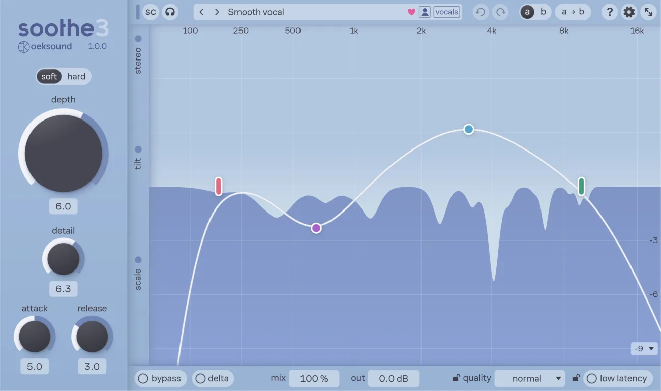 The Soothe3 interface, with its deeper controls collapsed away
